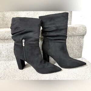 Nine West Black Suede Women's chunky heel boots 7.5